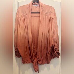 YOUNG FABULOUS & BROKE YFB Ombre Tie Dye Blouse Peach/Tangerine/Dark Pink NWOT L